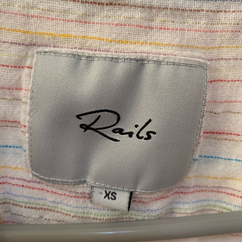 Rails | Rainbow Button Up Long Sleeve Top - image 4